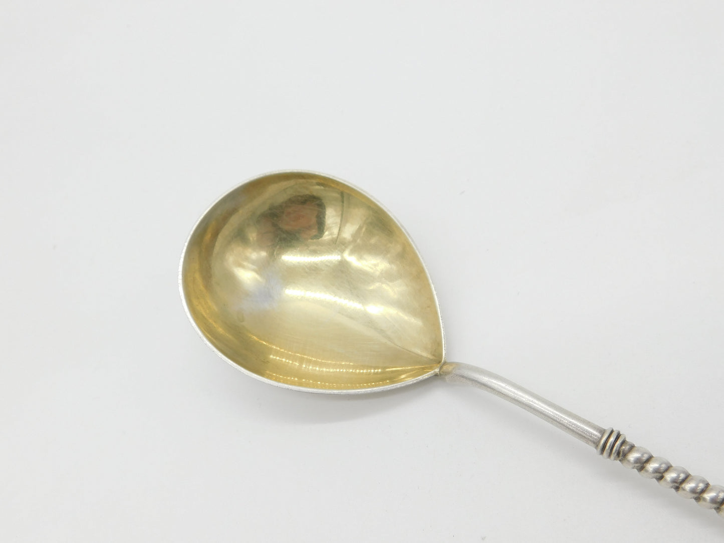 Victorian Russian .875 Silver Gilt Bowl Twisted Stem Spoon Antique c1900