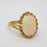 9ct Yellow Gold & Cabochon-Cut Opal Dress Ring Vintage 1979 London
