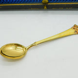 Magnus Aase Boxed Set of Sterling Silver Gilt & Enamel Teaspoons Antique c1920s
