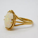 9ct Yellow Gold & Cabochon-Cut Opal Dress Ring Vintage 1979 London