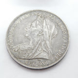 Queen Victoria Sterling Silver Crown Coin 1900 Very Fine Condition Antique