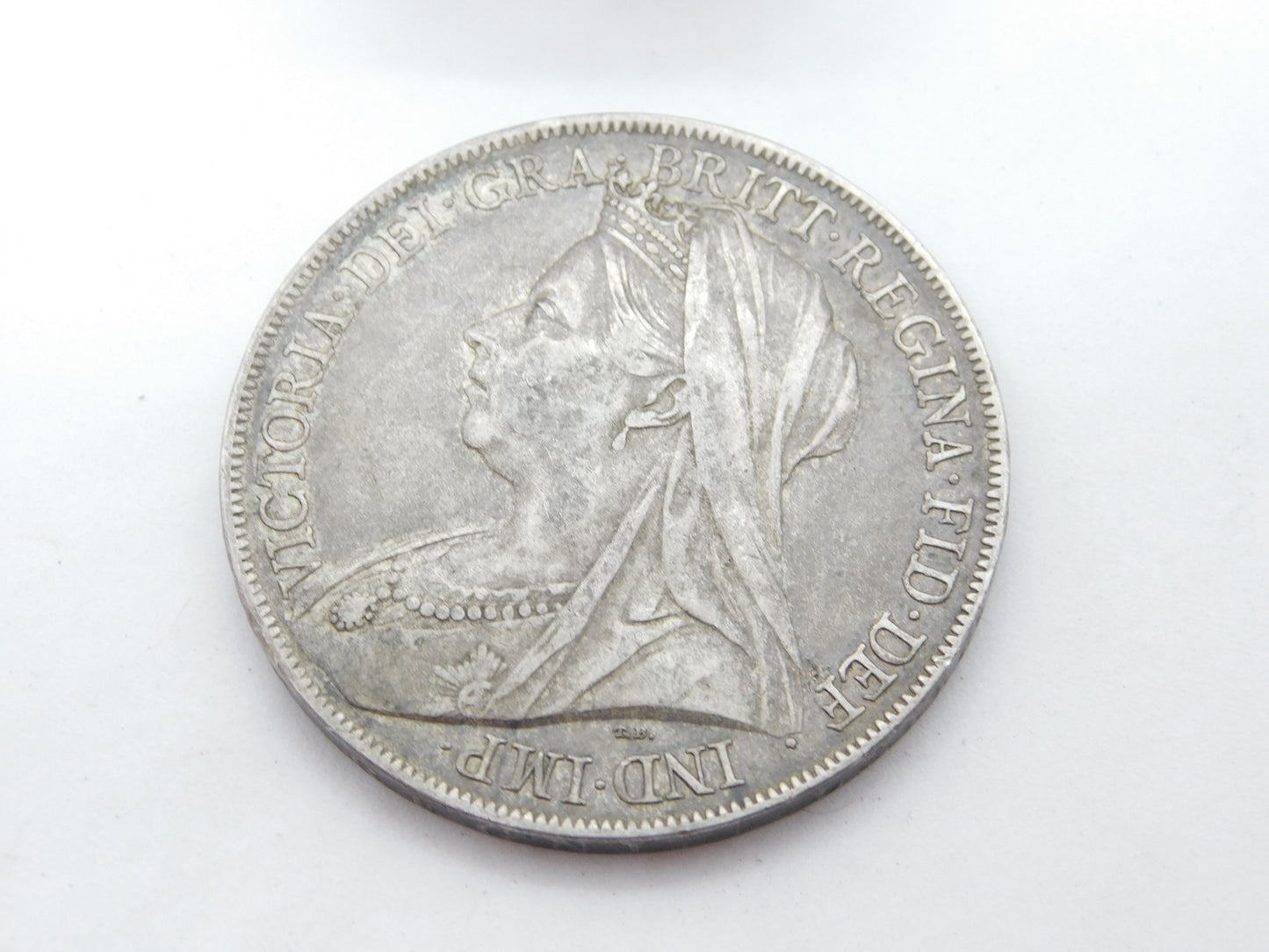 Queen Victoria Sterling Silver Crown Coin 1900 Very Fine Condition Antique