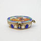 Egyptian Revival .800 Silver & Enamel Moses Basket Charm Pendant Antique c1920 Art Deco