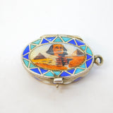 Egyptian Revival .800 Silver & Enamel Moses Basket Charm Pendant Antique c1920 Art Deco