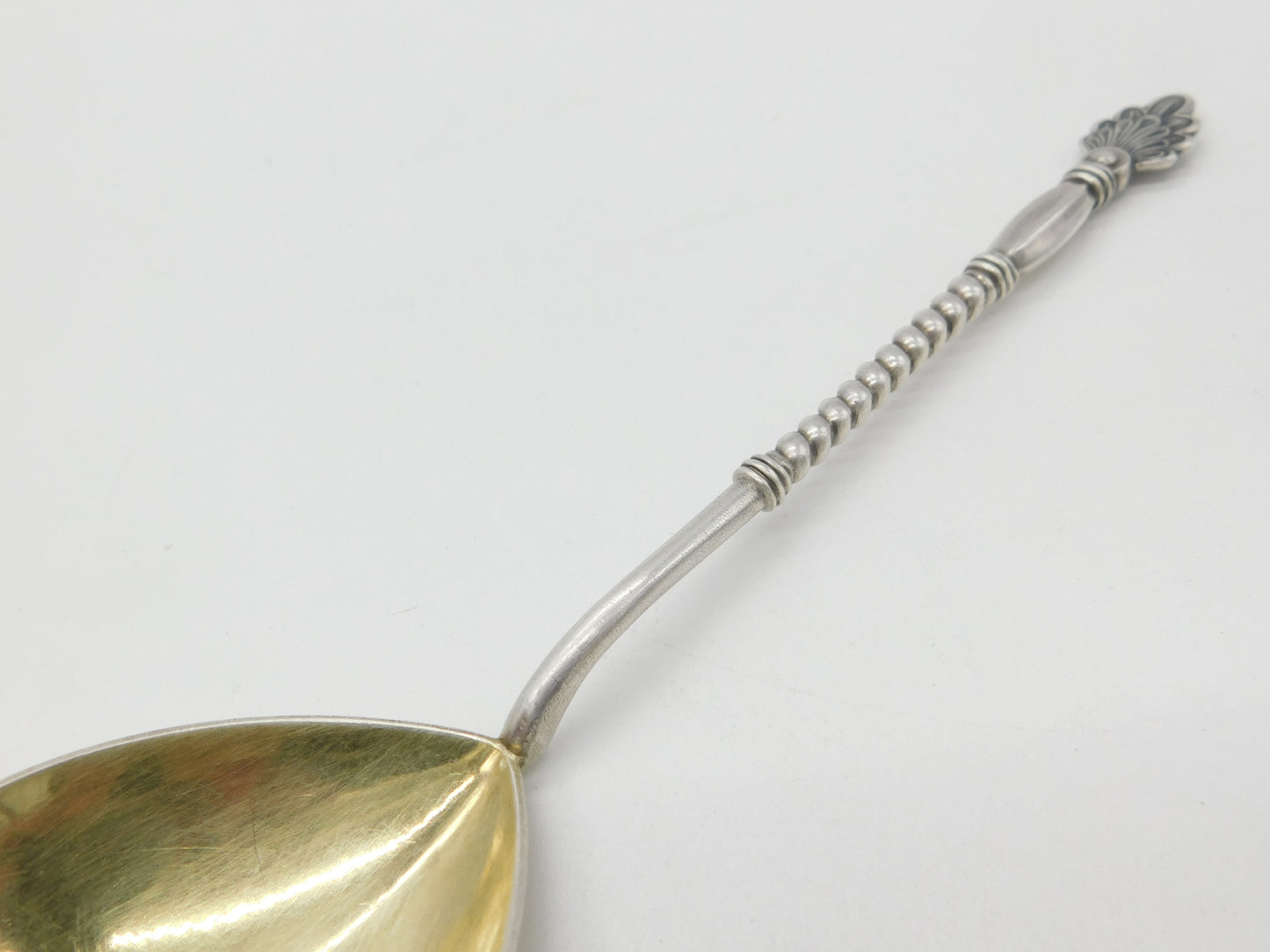 Victorian Russian .875 Silver Gilt Bowl Twisted Stem Spoon Antique c1900