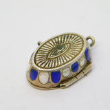 Egyptian Revival .800 Silver & Enamel Moses Basket Charm Pendant Antique c1920 Art Deco