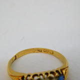 Victorian 18ct Yellow Gold, Opal, Sapphire & Diamond Boat Ring Antique c1890