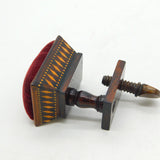 Victorian Tunbridge Ware Treen Sewing Clasp Pin Cushion Antique c1860