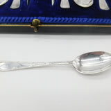 Boxed Set of Sterling Silver Tea Spoons & Tongs Antique 1915 Sheffield Art Deco