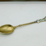 Boxed Set of Norwegian Sterling Silver Gilt Enamel Teaspoons Antique c1920s