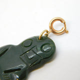 9ct Gold Carved New Zealand Nephrite Jade Tiki Pendant Antique c1930 Art Deco