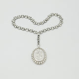 Large Sterling Silver Victorian Collar Necklace with Vintage Floral Locket