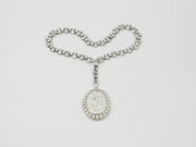 Large Sterling Silver Victorian Collar Necklace with Vintage Floral Locket