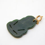 9ct Gold Carved New Zealand Nephrite Jade Tiki Pendant Antique c1930 Art Deco