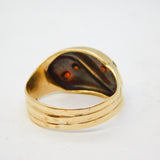 9ct Yellow Gold & Garnet Set Snake Serpent Crossover Ring Vintage Birmingham