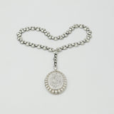 Large Sterling Silver Victorian Collar Necklace with Vintage Floral Locket