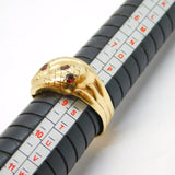 9ct Yellow Gold & Garnet Set Snake Serpent Crossover Ring Vintage Birmingham