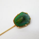 Victorian Egyptian Revival 12ct Gold Scarab Beetle Stick Pin Antique c1880