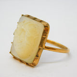 Victorian 9ct Rose Gold & Mother of Pearl Bearded Face Cameo Ring Antique c1860