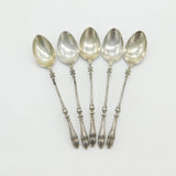 Victorian Set of Five German Sterling Silver Deer Cloven Hoof Teaspoons c1900
