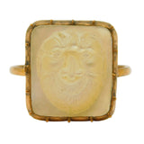 Victorian 9ct Rose Gold & Mother of Pearl Bearded Face Cameo Ring Antique c1860