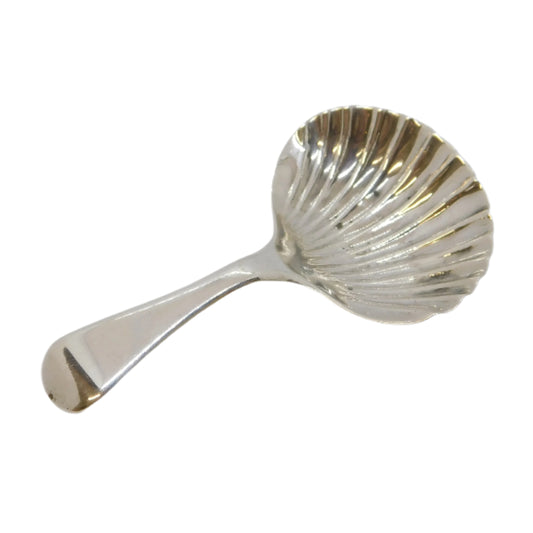 George III Sterling Silver Shell Bowl Tea Caddy Spoon Antique 1797 London