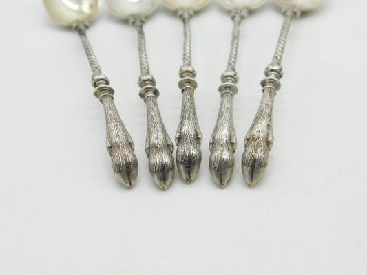 Victorian Set of Five German Sterling Silver Deer Cloven Hoof Teaspoons c1900