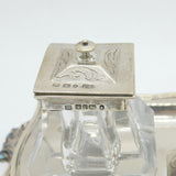 Victorian Larger Sterling Silver Desk Stand with Taper Stick & Inkwells Antique 1849 Sheffield