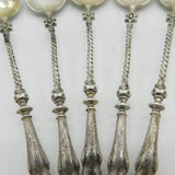 Victorian Set of Five German Sterling Silver Deer Cloven Hoof Teaspoons c1900
