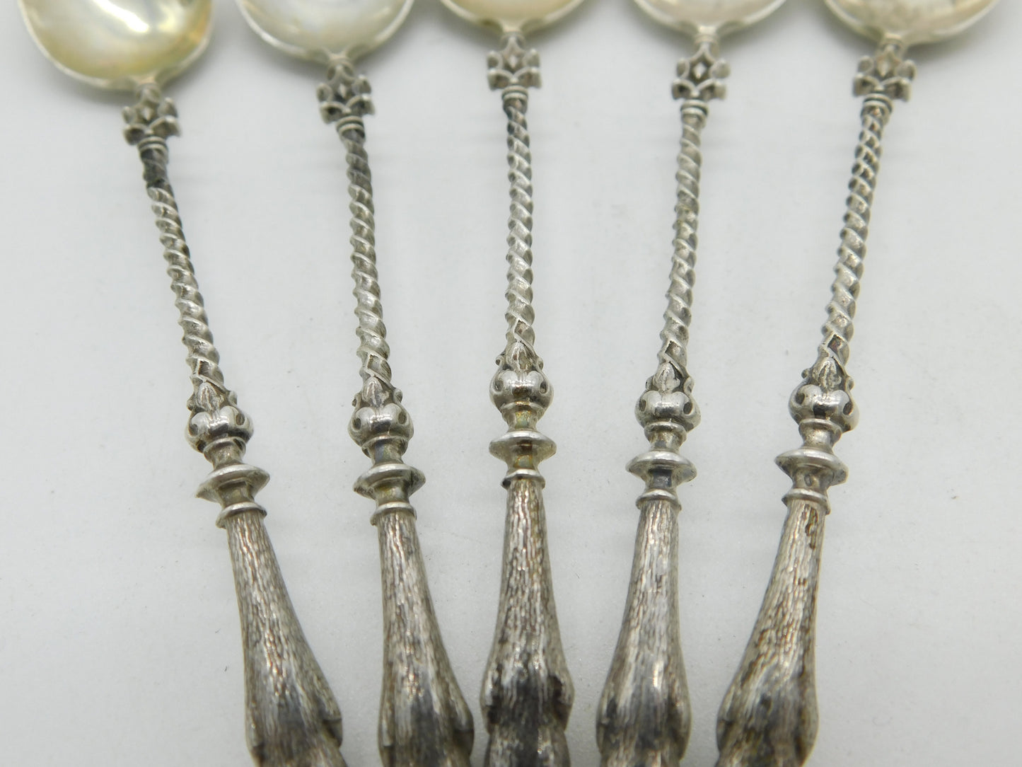 Victorian Set of Five German Sterling Silver Deer Cloven Hoof Teaspoons c1900