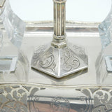 Victorian Larger Sterling Silver Desk Stand with Taper Stick & Inkwells Antique 1849 Sheffield