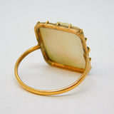 Victorian 9ct Rose Gold & Mother of Pearl Bearded Face Cameo Ring Antique c1860