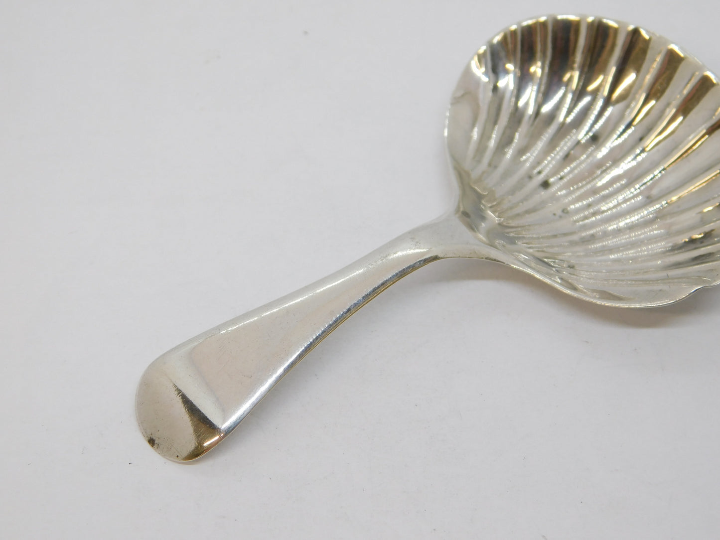 George III Sterling Silver Shell Bowl Tea Caddy Spoon Antique 1797 London