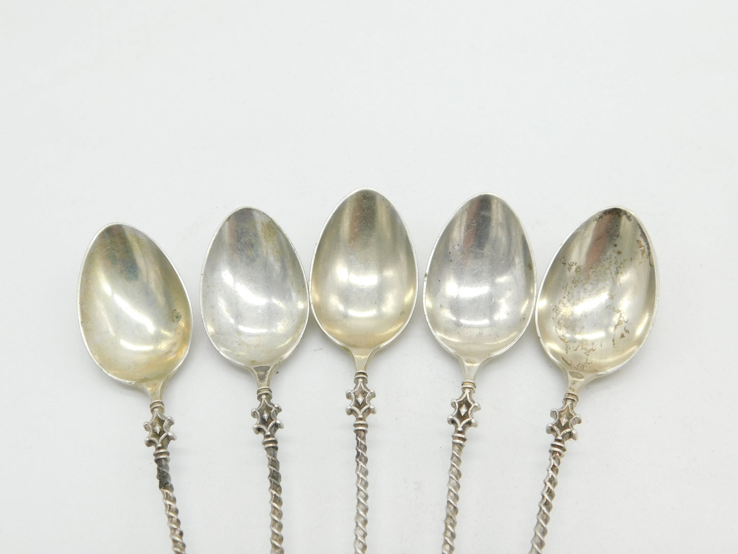 Victorian Set of Five German Sterling Silver Deer Cloven Hoof Teaspoons c1900