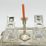 Victorian Larger Sterling Silver Desk Stand with Taper Stick & Inkwells Antique 1849 Sheffield