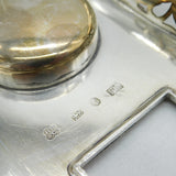 Victorian Larger Sterling Silver Desk Stand with Taper Stick & Inkwells Antique 1849 Sheffield