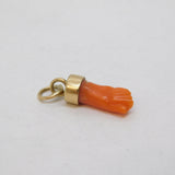 George III Miniature 9ct Gold Carved Coral Lucky Figa Charm Antique c1790