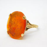 George IV 9ct Gold & Carnelian Agate Royal Armorial Signet Ring Antique c1830