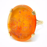 George IV 9ct Gold & Carnelian Agate Royal Armorial Signet Ring Antique c1830