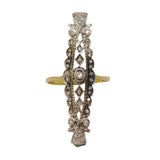 19th Century 18ct Two-Tone Gold & Diamond Set Navette Statement Ring Antique c1890 Belle Époque