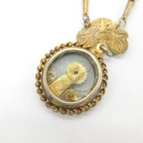 Early Spanish Sterling Silver Gilt Floral Reliquary Necklace c1720 Colonial