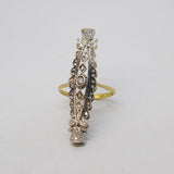 19th Century 18ct Two-Tone Gold & Diamond Set Navette Statement Ring Antique c1890 Belle Époque