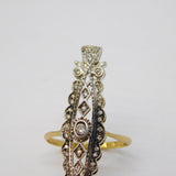 19th Century 18ct Two-Tone Gold & Diamond Set Navette Statement Ring Antique c1890 Belle Époque