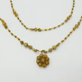 Early Spanish Sterling Silver Gilt Coin Necklace Filigree Floral Pendant c1720