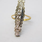 19th Century 18ct Two-Tone Gold & Diamond Set Navette Statement Ring Antique c1890 Belle Époque