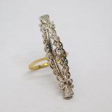 19th Century 18ct Two-Tone Gold & Diamond Set Navette Statement Ring Antique c1890 Belle Époque