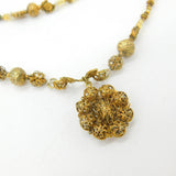 Early Spanish Sterling Silver Gilt Coin Necklace Filigree Floral Pendant c1720