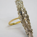 19th Century 18ct Two-Tone Gold & Diamond Set Navette Statement Ring Antique c1890 Belle Époque