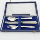 Boxed Set of Sterling Silver Christening Cutlery 1941 Sheffield Antique Art Deco