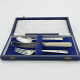 Boxed Set of Sterling Silver Christening Cutlery 1941 Sheffield Antique Art Deco